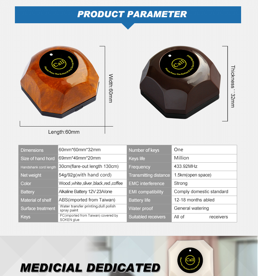 Hospital Wireless Emgency Alarm Nurse Call System