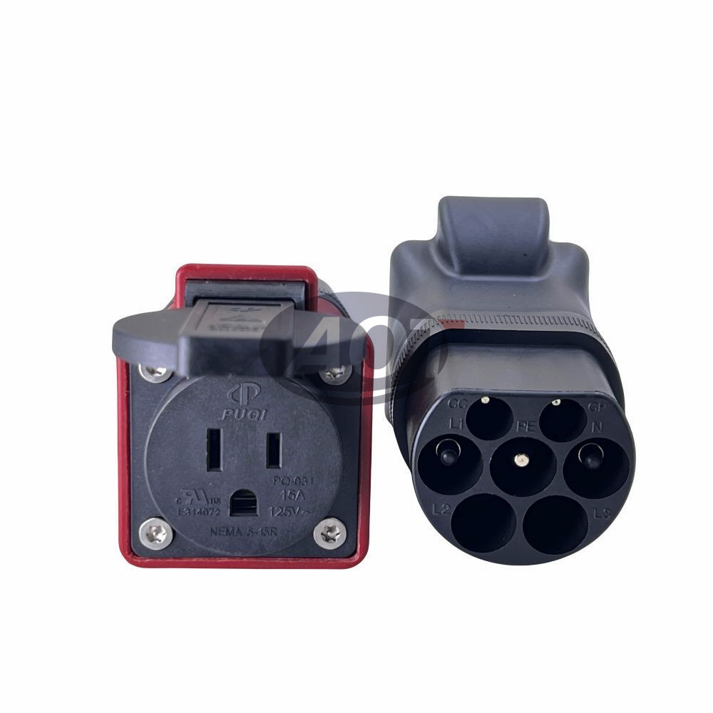 EV Charger Type 2 Female to US USA Socket 230V Adapter for A Power Outlet High Temperature Resistant PC