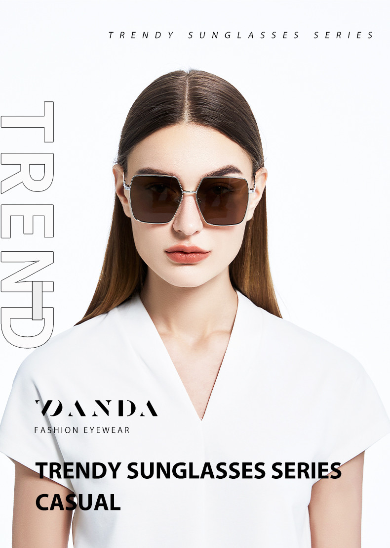 Oversized Metal Frame Sunglasses Anti UV Non Polarized Protect Eyes