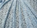 Royal Blue Cotton Nylon Lace Fabric Snowflake Design Dress Material
