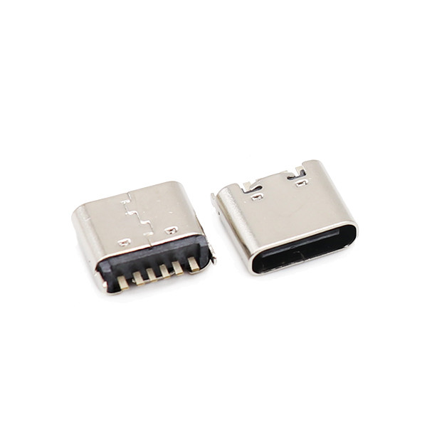 USB Female Type C Connectors 6 Pin 180 Degree Dip 3.1mm UL94V-0 Housing