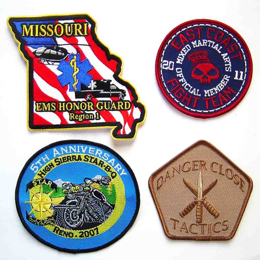 Self Adhesive Iron On Embroidered Patches Merrowed Border For Clothes