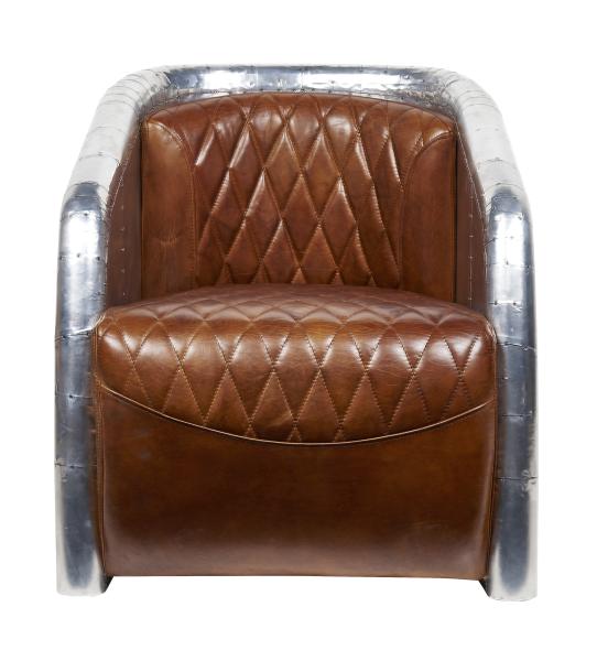 Top Grain Ox High Back Winged Leather Armchairs , Leather Accent Chairs With