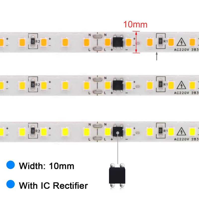SL-2835-180D-220V LED Strip Light 8mm 120leds 3000K4000K6500K Electroplate SMD2835