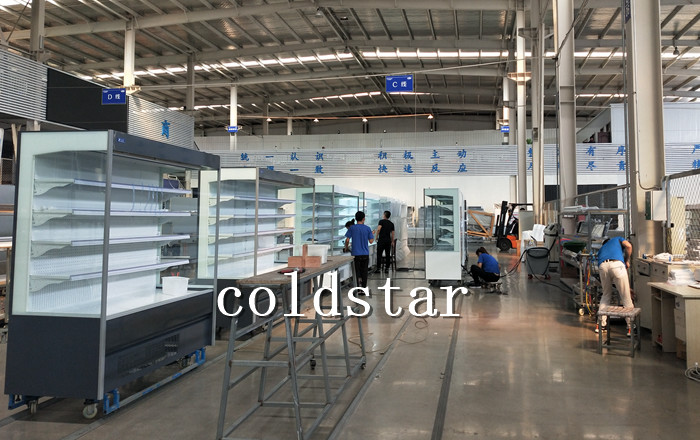 Vegetable Fruit Upright Commercial Open Display Chiller in Supermarket