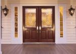 Anti Deformation Exterior Wood Doors With Glass , Simple Main Door Designs For