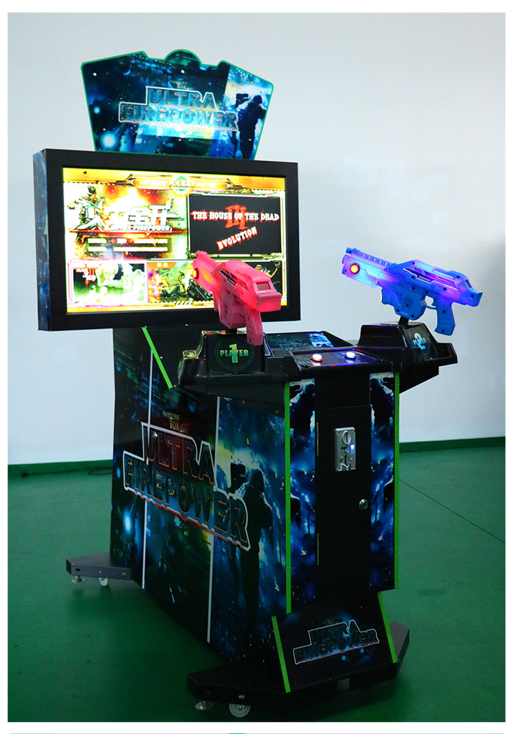 US PLUG 42" Paradise Lost Kids Pusher Arcade Shooting Gun Game Machine with Plug Type