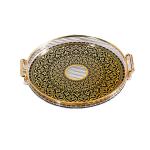 Gold Inlay Disposable Plastic Serving Tray for Home Travel Coffee Tea Plate Dish