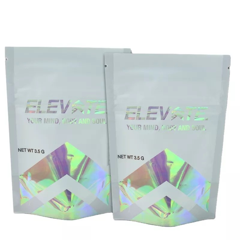 Transparent Holographic Packaging Bag Laser Clear Zipper Food Grade Bag