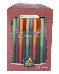 Quality 45pk 100% paraffin wax unscented 3-color chanukah candles packed into gift box wholesale