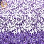 Sparkling Glitter Purple Embroidered Lace Fabric Luxury Pearls For Evening Dress