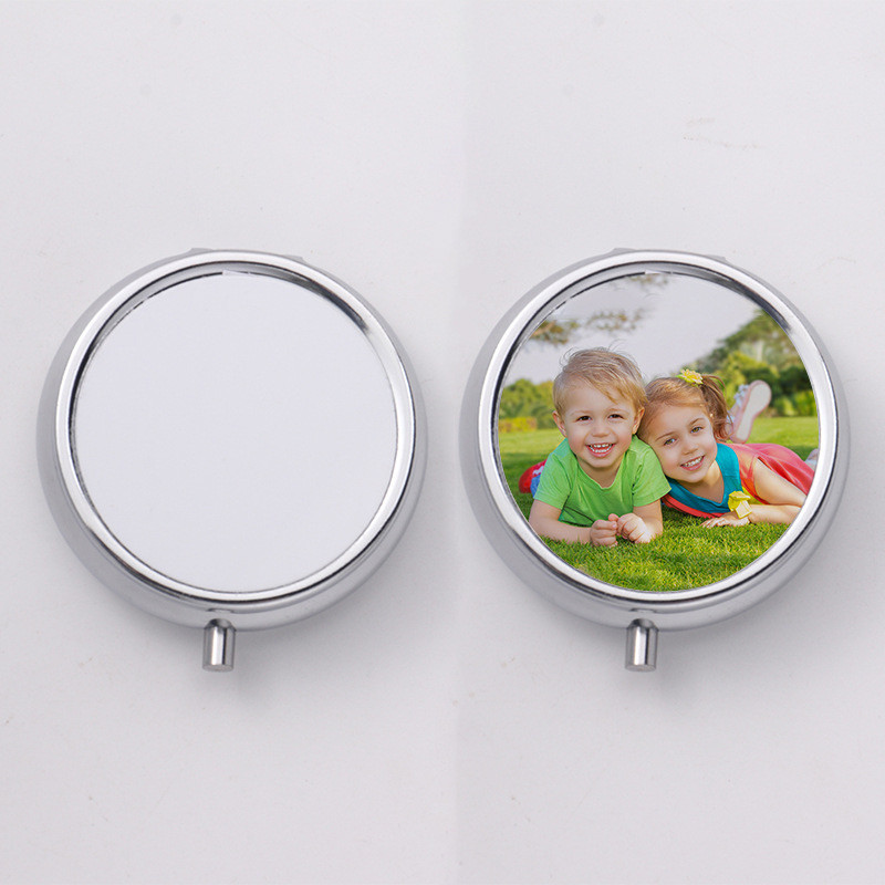 Round Sublimation Pill Box With Aluminum Insert For Sublimation Printing