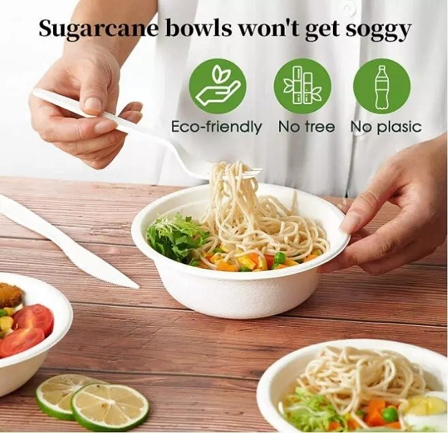 OEM Disposable Sustainable Compostable Eco Products 32 Oz Sugarcane Bowl