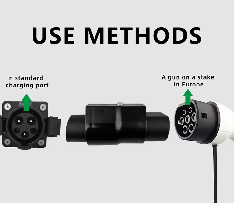 Car side Plug 220V 7kw 32A EV connector charging pile converter type2 to type1/J1772 gun head adapter for retrofit/upgrade