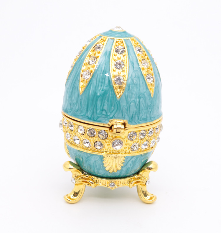 Russian Faberge Easter Egg Vintage Style Easter Egg Box Egg with Rich Enamel Sparkling Rhinestone Jewelry Trinket Box