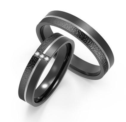 Stylish Black Titanium Alloy Couple Ring Embellished With Zircon Unique Texture