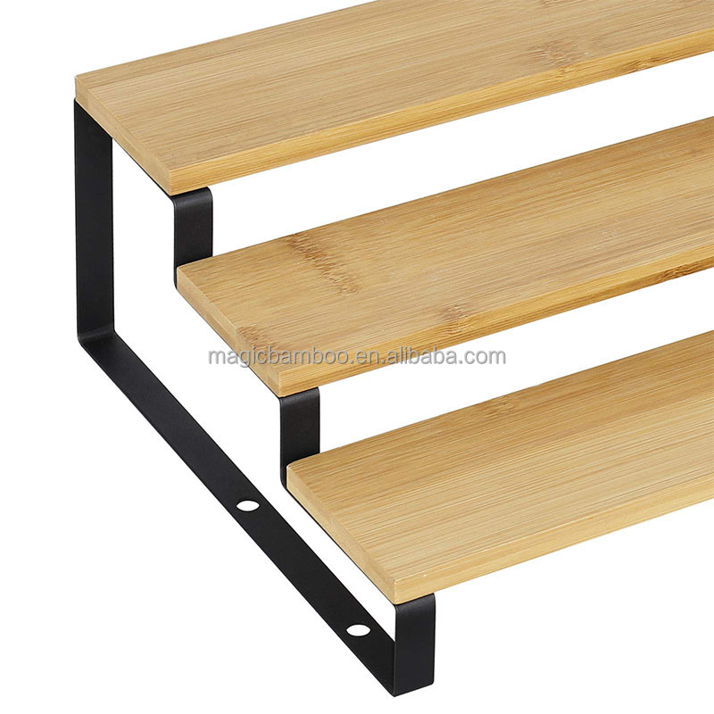3 Tier Expandable Bamboo Kitchen Shelf Organizer Spice Rack Sustainable