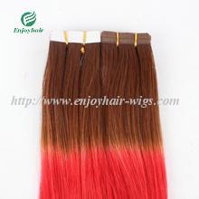 Quality Tape Hair extension 16&quot;-28&quot;L,100s/pack T8#/red# color Straight malaysian virgin hair wholesale
