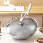 Factory Direct Sale Kitchenware 410 Stainless Steel Cooking Pan Round Fry Pan