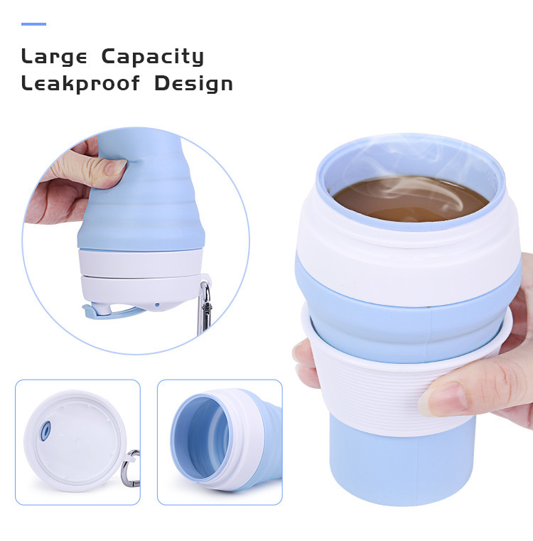 OEM Eco Friendly Collapsible Travel Coffee Mug Silicone Foldable With Lid