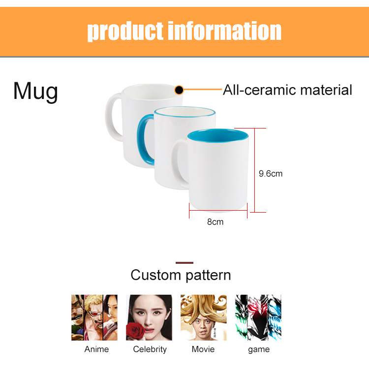travel mug 11 oz vacuum tumbler cup Custom Ceramic White Coffee Mug For Sublimation