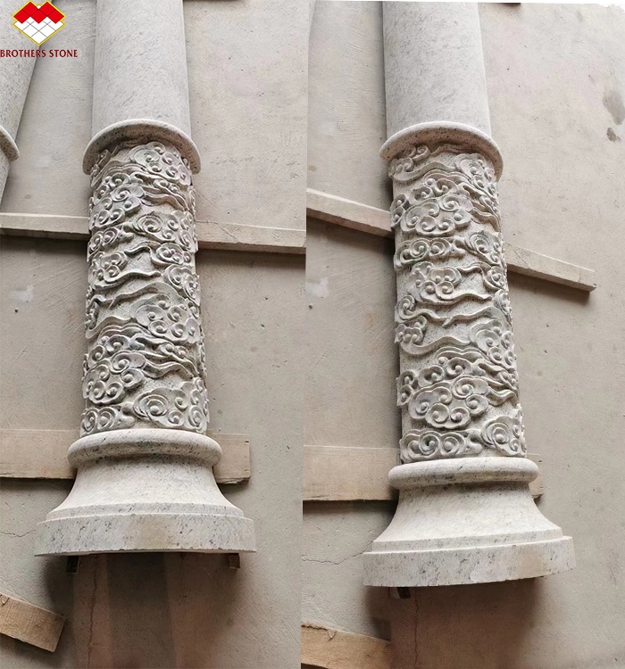 American Style Granite Marble Covering Pillar Carving Hollow Round Column at Yunfu Sale