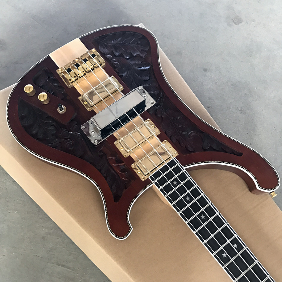 2018 new style high quality custom of carving high-quality custom 4 string bass guitar, ebony fingerboard