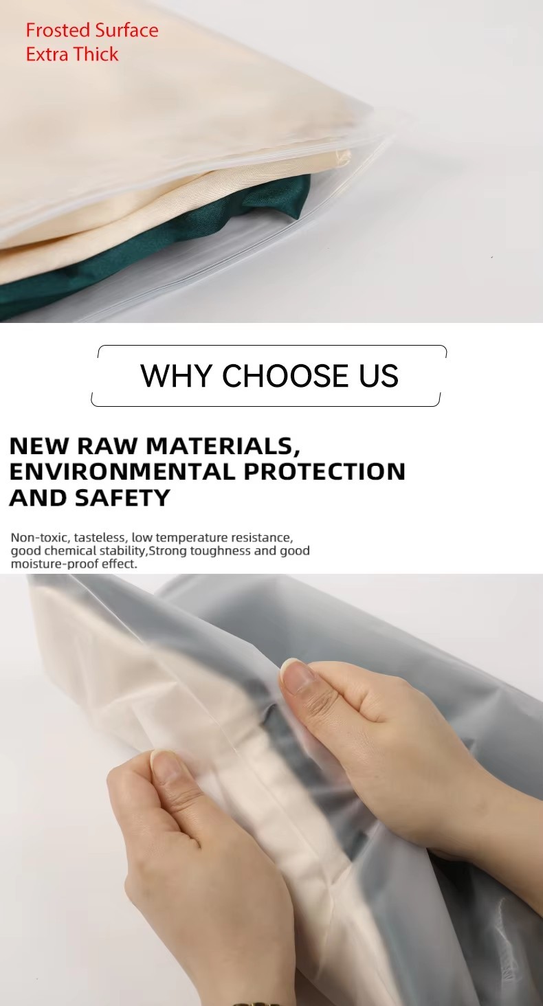 Custom Biodegradable Transparent Slider Lock Frosted Zipper Packaging Bags