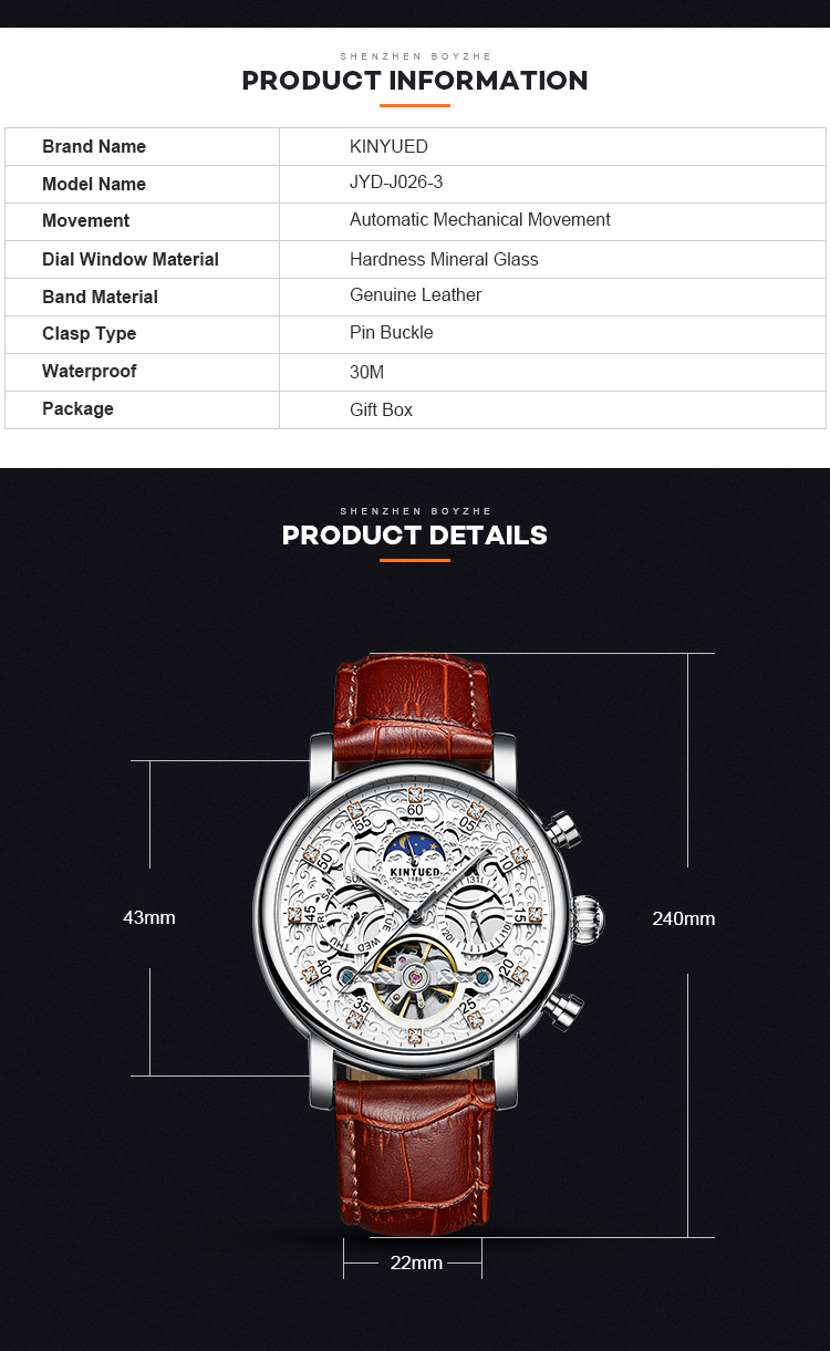 Power Reserve Tourbillon Mechanical Watch Durable Good Wear Resistance