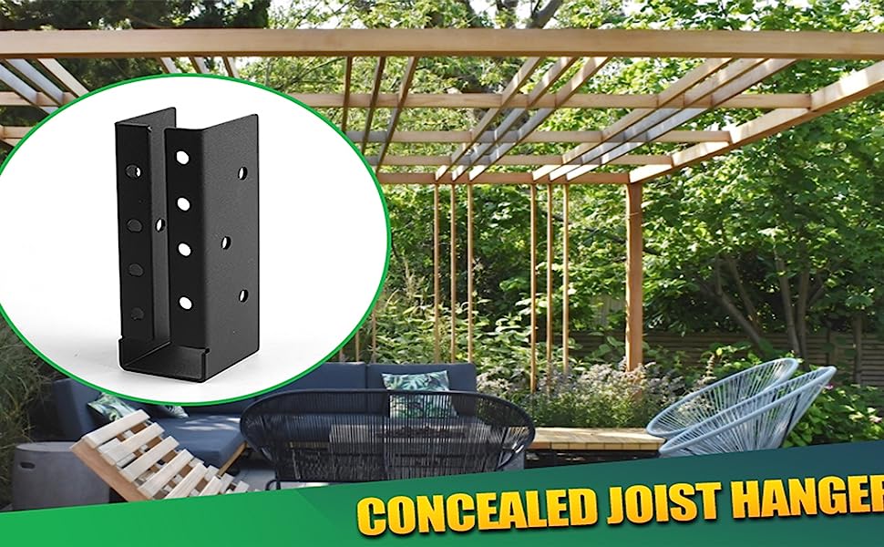 Concealed Joist Hangers 2"x6" Outdoor Trim Concealed Flanges Steel Concealed Mount Joist Hangers for 2"x6" Beam Swing