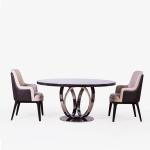 Tempering Contemporary Luxury Dining Table 1350mm , Ebony Lazy Susan Dining
