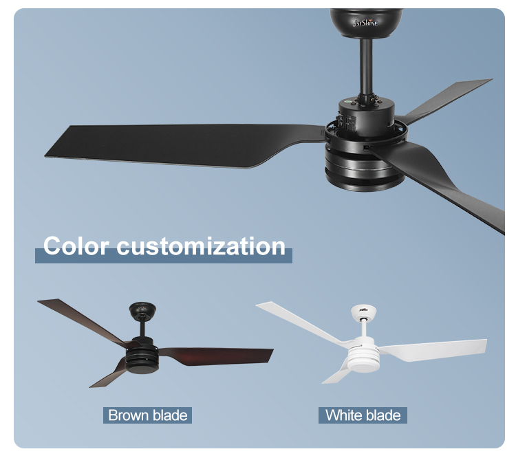 1stshine Ceiling Fan Without Light Timer Simple Design 3 Rotary Vane ABS Blade AC Motor