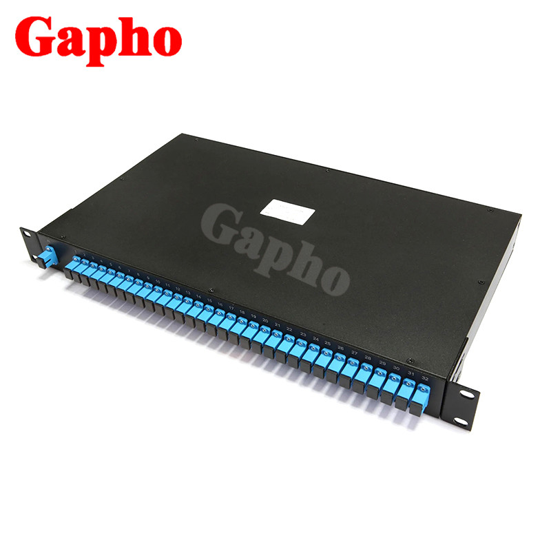 Rack Type 1260-1650nm Optical Fiber PLC Splitter 1x8 1x32 1x64 FTTH PON CATV