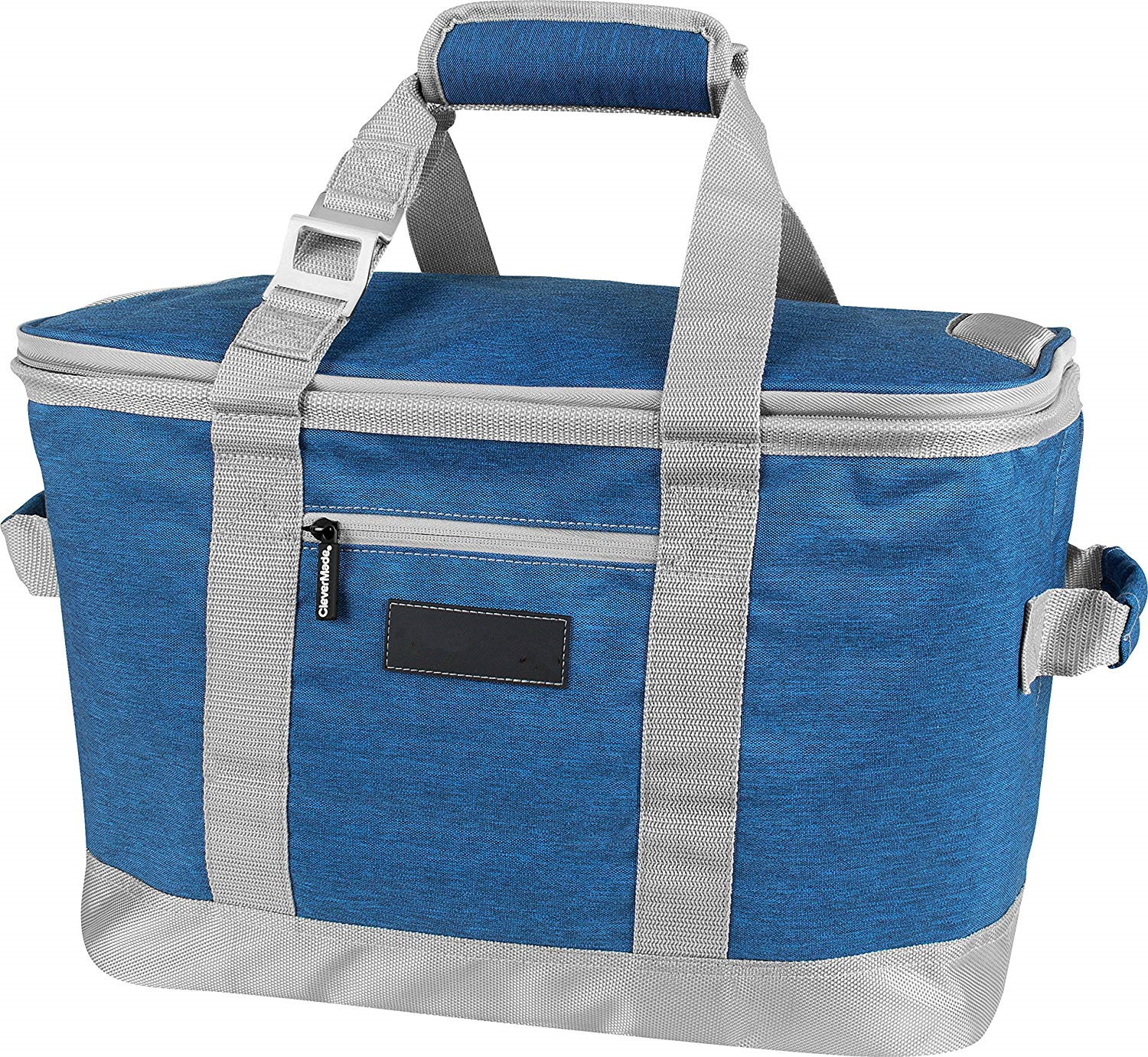 Blue / Charcoal Insulated Freezer Tote Bags , 50 Can Canvas Cooler Tote Bags