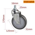 5inch 125mm Industrial Wheels And Castors 130kg Load 5725S-77
