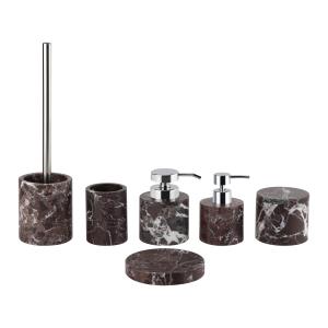 Quality Purple Marble Bathroom Accessories Set Round Marble Hand Soap Dispenser White Veins wholesale