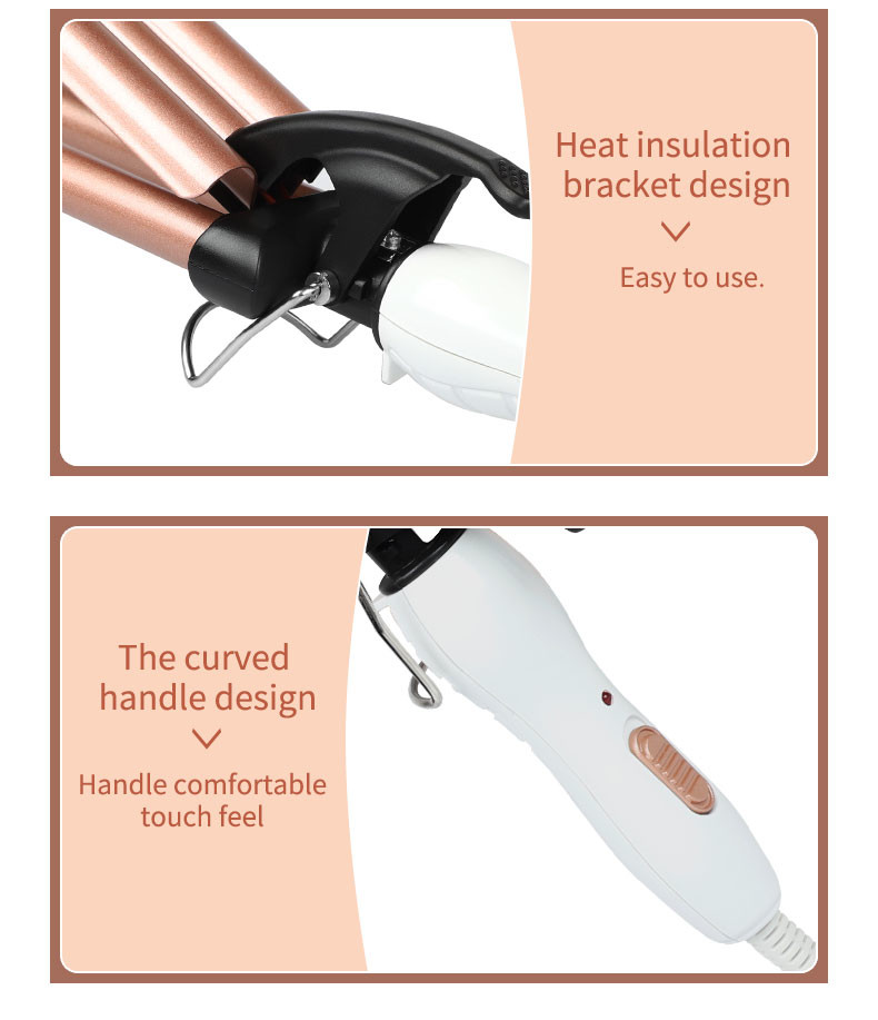 Customized Logo 60W Mini Mermaid Hair Waver Portable Gold Ceramic