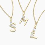 925 Sterling Silver CZ Letter Pendants in Simply 18K Gold Plated for Fashion