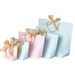 Small Shopping Custom Paper Gift Bags CMYK 4C Offset Printing With Ribbon
