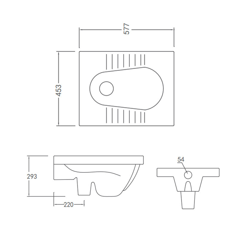 Ceramic Squatting Toilet Bowl 577x453x293mm for Sanitary Ware Bathroom