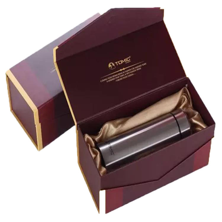 custom stainless steel cup hinged packaging box luxury mug box with silk clothing tray