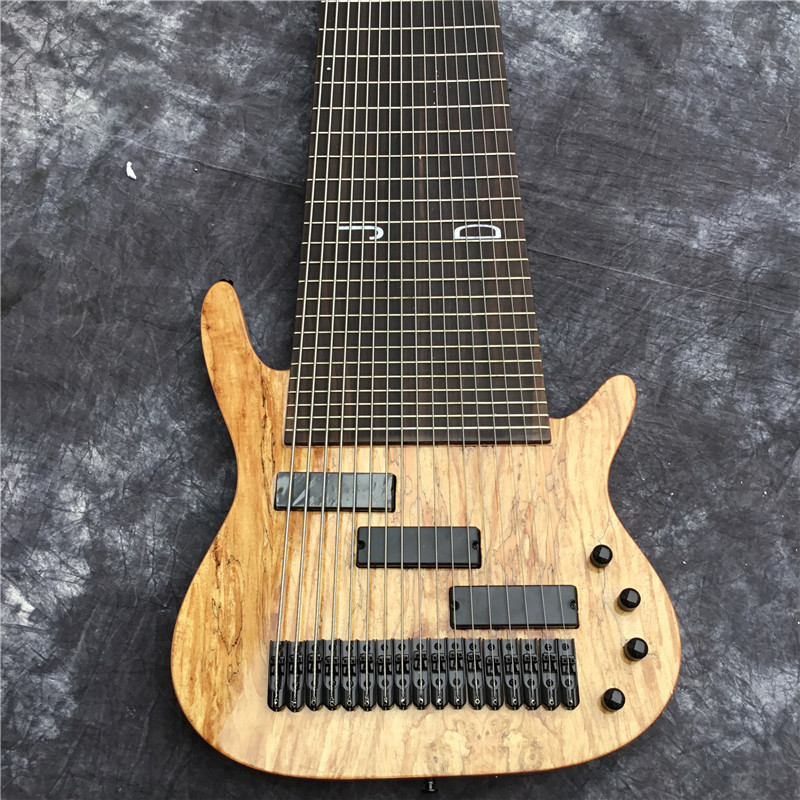 Custom 17 Strings Neck Through Body Electric Bass Guitar with Rosewood Fingerboard Fretless Inlay