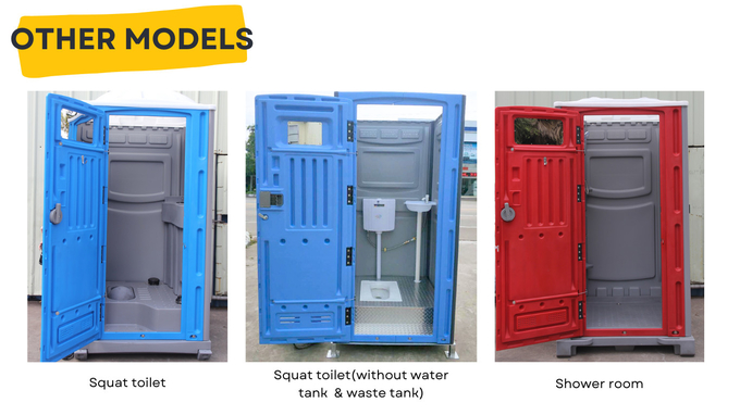 Blue HDPE Portable Toilet Mobile Restrooms Shower Sanitary Cabin