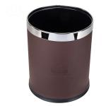 brown luxury trapezoid faux leather hotel room trash cans manufacturer for hotel