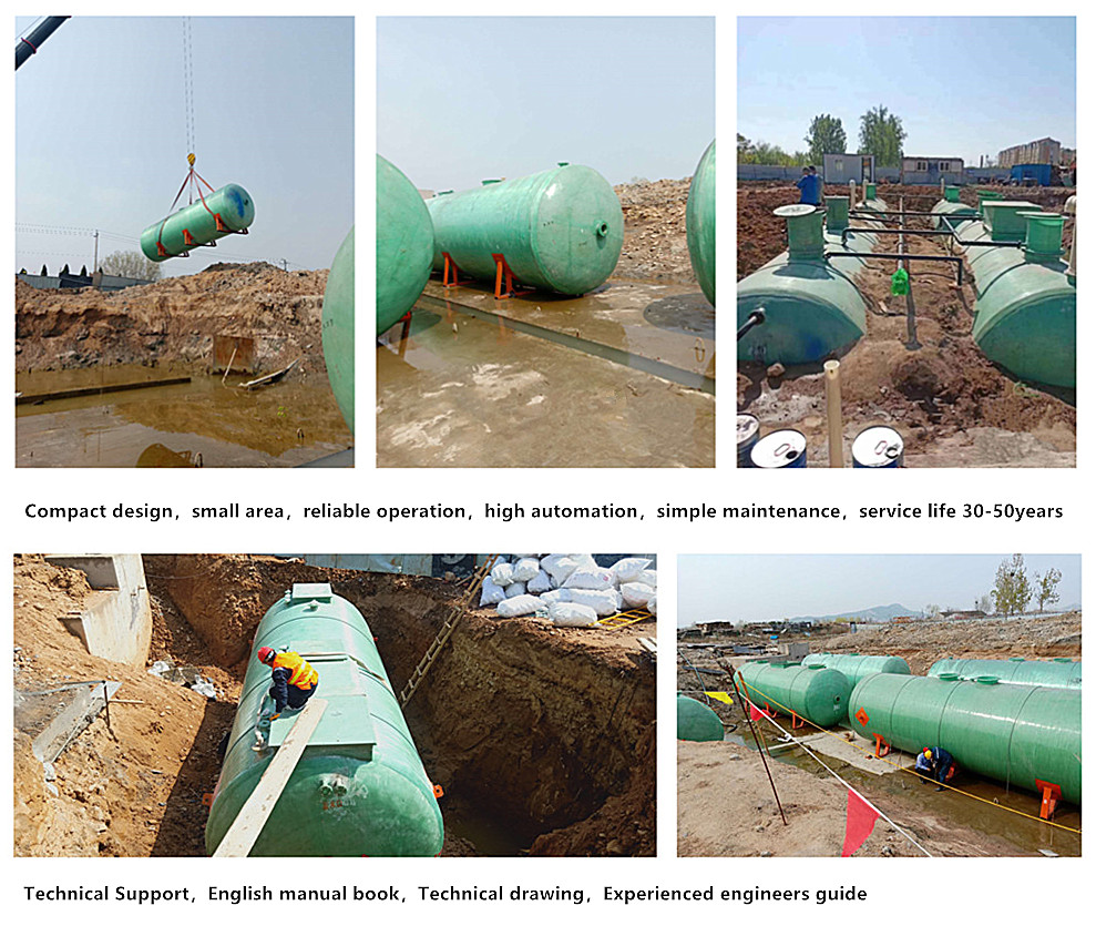 10-20 t/hour Wastewater Treatment Machine Fully Automatic Control FRP Septic Tank