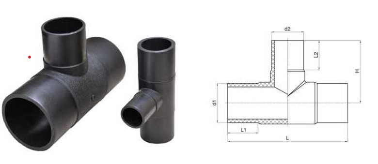 DN63-DN315 MDPE Spigot Reducer Tee PE Fusion Fittings