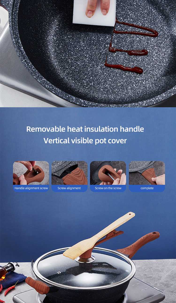Hot Selling Maifan Stone Coating Saute Pans Aluminum Frypan Non Stick Deep Frying Pan With Lid