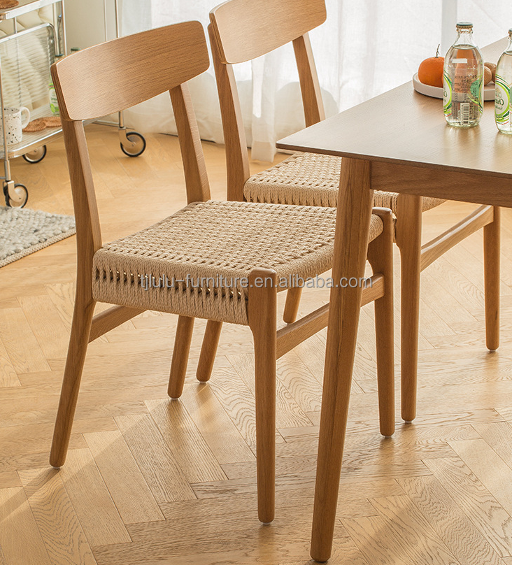 Wood Modern Woven Cord Solid Wood Dining Chair For Restaurant Hotel With And OEM Service Accepted