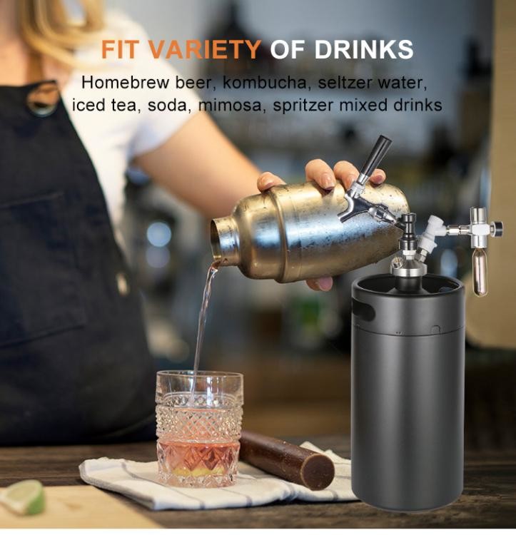 SS304 Double Wall 5L Carbonated Drink Ball Lock Mini Keg