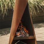 Modern Geometric Corten Steel Outdoor Fireplace Chimenea Freestanding